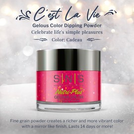 SNS Nail Dip Powder, Gelous Color Dipping Powder - Cadeau (Pink/Fuchsia, Shimmer) - Long-Lasting Dip Nail Color Lasts 14 Days - Low-Odor & No UV Lamp Required - 1 OZ
