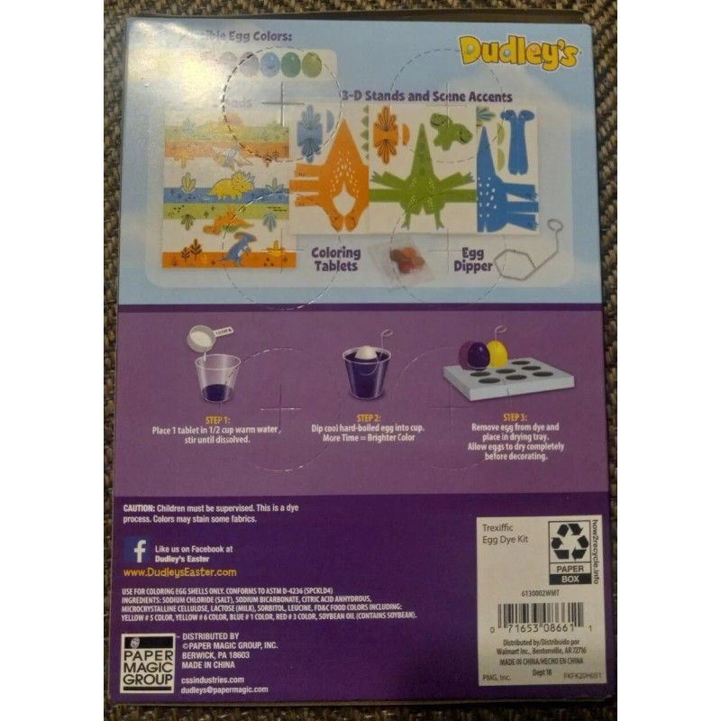 Dudleys Dudley's Trexiffic Dinosaur Easter Egg Crafting Dye Kit Set