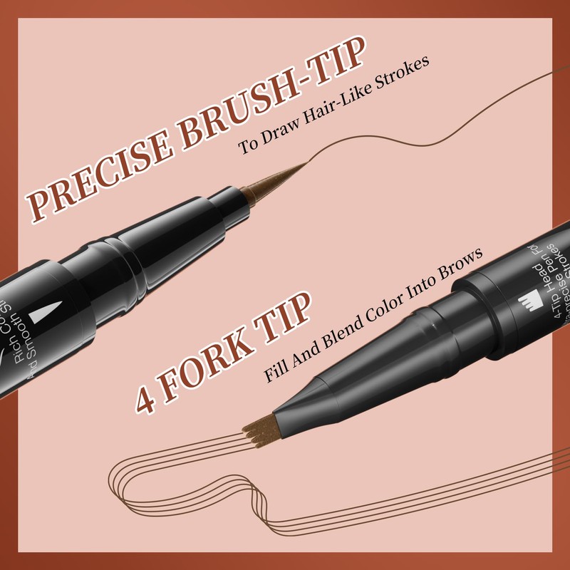 Pack of 2 Eyebrow Pencils, Waterproof, 2-in-1 Dual-Ended Microblading Eyebrow
