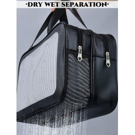 Zigihos Travel Makeup Bag, Cosmetic Bag Make Up Organizer Case,Large Wide-open Pouch for Women Purse for Toiletries Accessories Brushes,Wash Bag (Black)