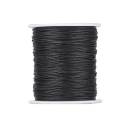 Cheriswelry 100 Yards Black Waxed Cotton Thread Cords 1mm Round Jewelry Beading Crafting String Ginger Macrame Friendship Bracelet Cord with Spool for DIY Braided Beading Necklace Making