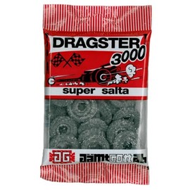 Dragster 3000 Super Salty Liquorice Gummy Candy 3 Packs of 50g SÖPÖSÖPÖ pack (SOPOSOPO)