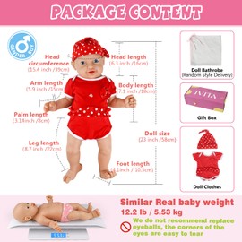 IVITA 18 inch Full Silicone Baby Dolls Realisitc, Not Vinyl Dolls, Reborn Silicone Dolls Full Silicone Baby Child Gifts Children's Gifts - Girl