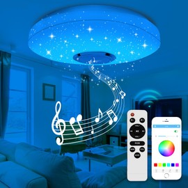DIKHEE 36 W LED Ceiling Light, RGB LED Ceiling Light, Dimmable with Bluetooth Speaker, Remote Control and App Control, Music for Bedroom, Children's Room, Living Room