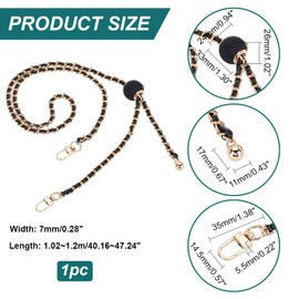 PH PandaHall - Correa de cadena ajustable de 40 ~ 47 pulgadas, correa de repuesto de piel sintético negro con cadena de metal dorado para mujer, bolsa de hombro