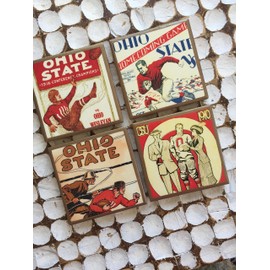 Ohio State vintage program cover coasters with gold trim