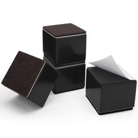 Kyuionty Self-Adhesive Furniture Risers Set of 4, Square Lift Risers Table Sofa Risers with Felt Pad - Adds 2" Height, Black