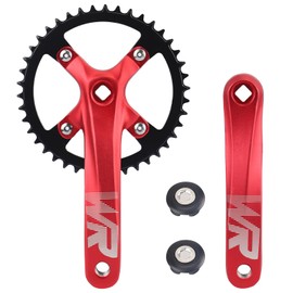 MEGHNA Bicycle Crankset Set 170 mm Crankset 42T Universal for Single Speed and 6/7/8/9/10/11 Speed Bike, MTB BMX Road Bike (Red)