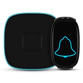 Wireless Doorbell, BO YING Waterproof Door Bell, Easy Install, Operating at 1000ft Range with 38 Melodies to Choose, Adjustable Volume and LED Flash,1 Push Button(Battery included)&1 Receiver (Black)