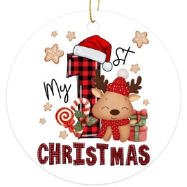 My 1st Christmas - Newborn New Baby Ornament - Christmas Oranment - Xmas Tree Decoration - Fun 2023 Christmas Ornament - 3" Round PVC Ornament - Printed in USA AAO046