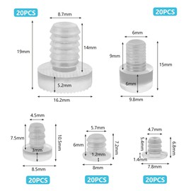 HAFRILY Pack of 100 Rubber Stoppers for Glass Panels 5 Sizes Transparent Rubber Stop Damper Furniture Door Buffer Anti-Collision Table Bumpers Transparent for Drawers Glass Tables Cabinet Doors