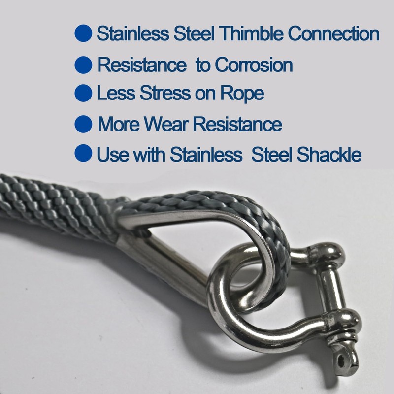 Anchor Rope 3/8 inch 50ft Premium Solid Braid Nylon MFP