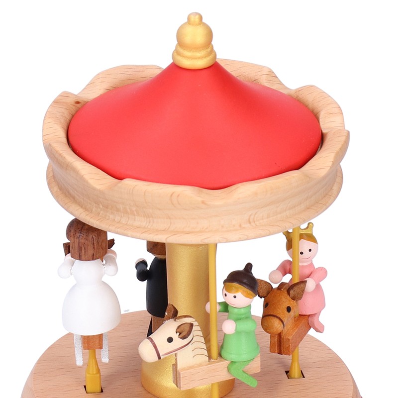Wooden Music Box Musical Box Rotating Horse Shaped Wood Crafts