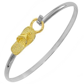Cape Cod Jewelry-CCJ Flip Flop Bracelet Latch Cuff | Two-tone 7.5