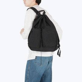 [Throw] Span Nylon draw string day pack Backpack 586S127P, Black