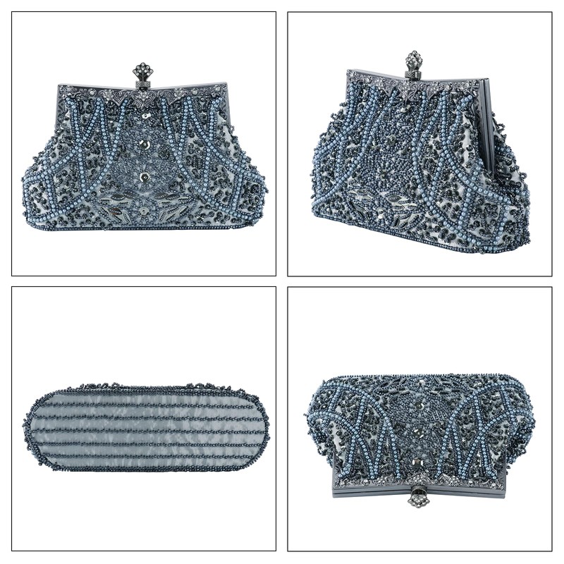 DA BODAN Women's Evening Bag Vintage Beaded Sequin Pearl Clutch