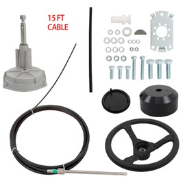 WFLNHB Outboard Steering System 15 Outboard Steering System 15 Feet Boat Steering Cable with 13.5 Wheel Marine Steering System