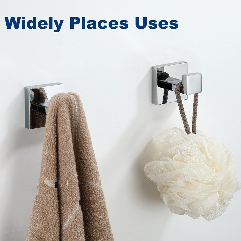 Delarkusi Towel Hooks for Bathrooms, Polished Chrome Towel Hook for