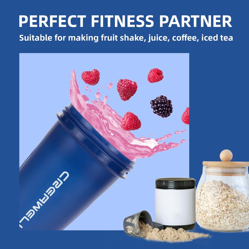 28oz & 17oz Protein Shaker Bottles with Blending Ball-Blue
