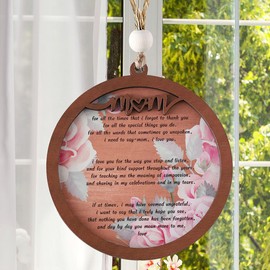 Generic 1pcs Mom Hanging Ornament,Mothers Day, Birthday Gifts for Mom,Mother,Mama, Stepmom, Bonus Mom Gift Ideas,2 Layered Laser Round Wooden Ornament with Bow Lanyard