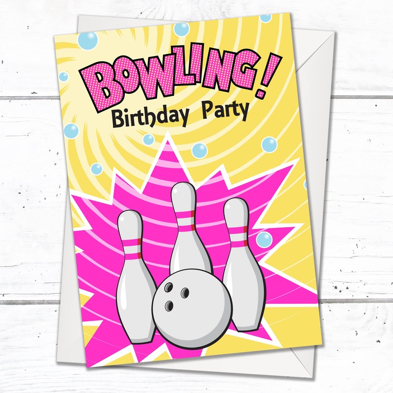 Olivia Samuel 20 x Girls Bowling Birthday Party Invites -