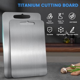 Titanium Cutting Board - 100% Pure Titanium Cutting Boards for Kitchen, Double-Sided Titanium Cutting Mat, Chopping Board for Cutting Meats, Fruits And Vegetables (M - 13.2 x 9 inch)
