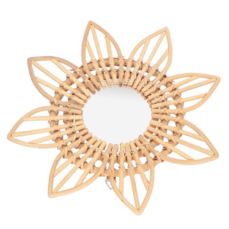 Rattan Innovative Art Decoration Makeup Mirror Retro Dressing Bathroom Wall