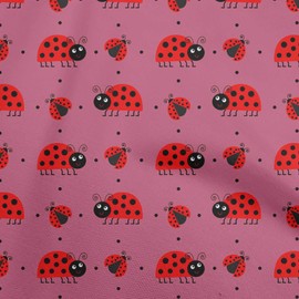 oneOone Velvet Pink Fabric Bird Ladybird Quilting Supplies Print Sewing Fabric by The Yard 58 Inch Wide