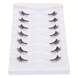 GMAGICTOBO False Eyelashes Short Natural Lashes Pack Half Lashes 3D Fake Eyelashes Light Volume Eye Lashes Strips 7 Pairs Multipack