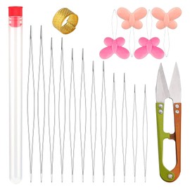 19 Pcs, 6 Sizes Stainless Steel Sewing Needles, Beading Needle, Big Eye Beading Needles for Jewellery Making, Bead Needles for Jewellery Making
