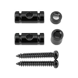 Chrome Roller String Retainer 2-Pack - Universal Electric Guitar String Guide & Tree Replacement for Fender/Stratocaster/Les Paul (Steel Hardware Upgrade) (Black)