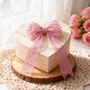 2.5 Inches Light Pink Mesh Glitter Wired Ribbon 10 Yards