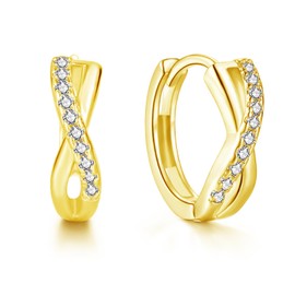 Cangall Hoop Earrings, 925 Sterling Silver Hoop Earrings for Women, Hypoallergenic Lightweight Earrings, Silver 925, Small Sleeping Cartilage Hoop Earrings, Silver 925, Infinity Silver Earrings, Gift