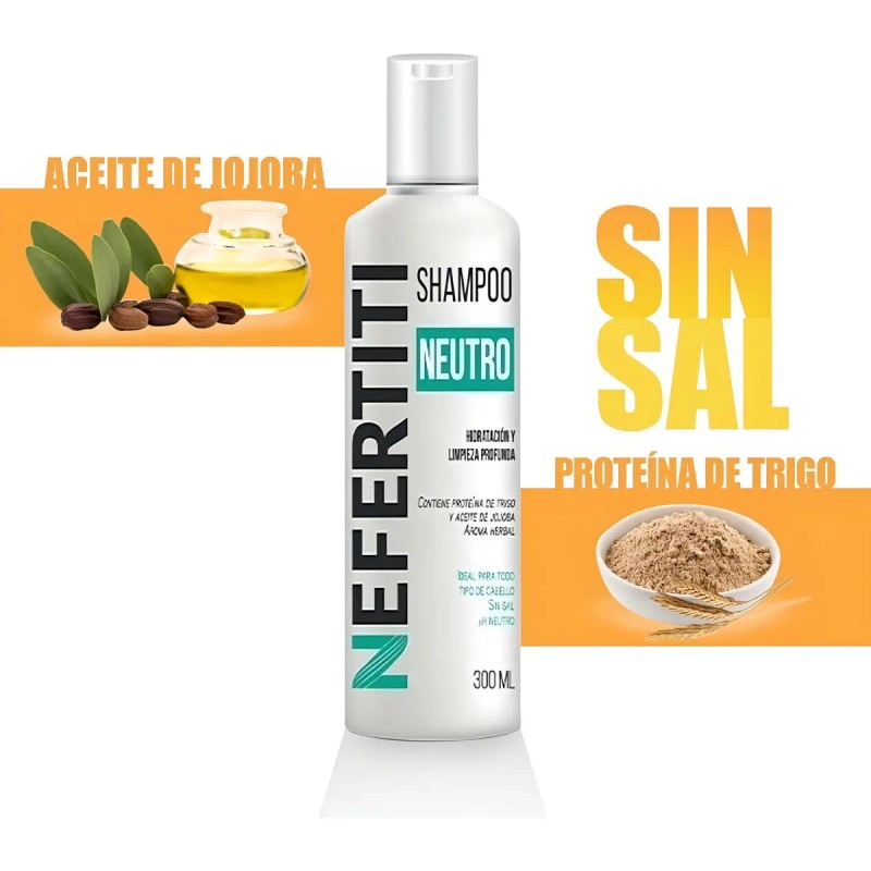 Shampoo Neutro Sin Sal Nefertiti Limpieza Profunda 300ml