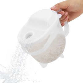 Rice Washing Bowl with Strainer, Clear Plastic Quinoa Grain Washer Strainer Vegetable Fruit Pasta Strainer with Handle - 19×12×16cm