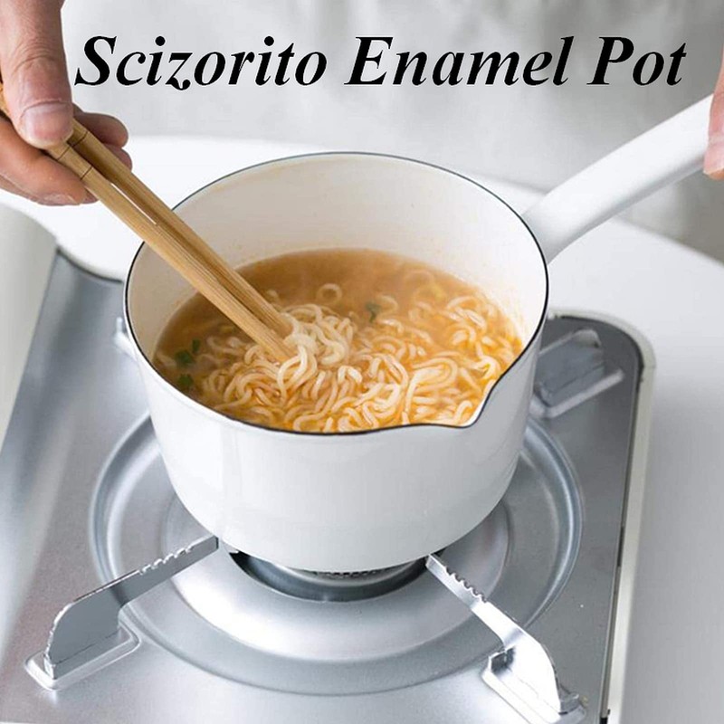 Scizorito 1.2L Enamel Milk Pan, Nonstick Milk Pot with Pour