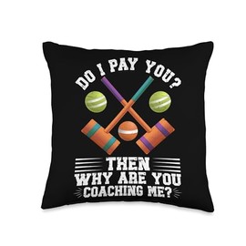 Croquet Game Set Crokay Lawn Game Clothing Mallet Game Set Wicket Club Croquet Player Throw Pillow, 16x16, Multicolor