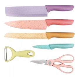 millerhous Set Kit Cuchillos Chef Recubrimiento Cerámica Colores Pastel