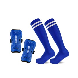 Ueiieeh Soccer Shin Guards for Toddler Kids Youth, Shin Pads and Long Soccer Socks for Football Games,Protective Soccer Shin Pads & Sleeves Equipment (Blue, Small)