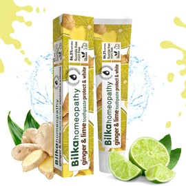 Bilka Homeopathy Ginger & Lime Toothpaste, Natural Protection of Enamel and Gums, Fluoride-Free, Menthol Free, Sugar-Free, 1 x 75 ml