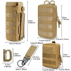 MUCHER 3 Pack Molle Pouches Tactical Pouches EDC Pouch Organizer Molle Bag Utility Pouch with 3 Carabiners and Key Rings for Outdoor Hiking Hunting Camping Training