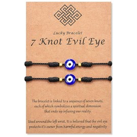 Lanqueen Evil Eye Bracelet Adjustable Ojo Turco Kabbalah Amulet Nazar Bracelets for Family Women Men Teen Boys