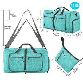 Vomgomfom Travel Bag with Shoe Compartment, Large Folding Bag for Camping, Travel, Fitness, E mint green