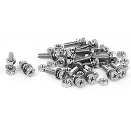TA-VIGOR M4 x 16mm Stainless Steel Hex Head Bolts Nuts Washers Set, Silver Tone Fastener Kit for DIY, Machinery Repair Equipment Assembly 3D Printing Projects, 20 Sets