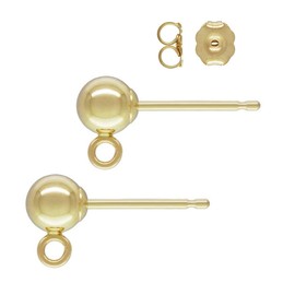Adabele - 40 arete hipoalergénicos de 5 mm con cierre de bola de latón chapado en oro para hacer aretes CF218-4