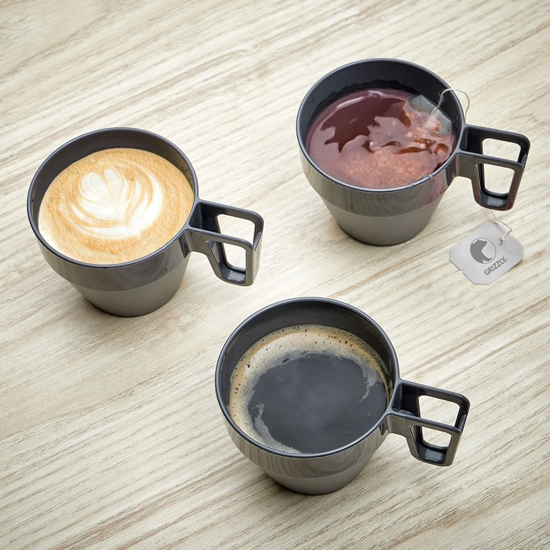Grizzly Reusable Cups Set, 30 Reusable Plastic Coffee Cups, Stackable,