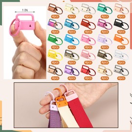 Landical 100 Pcs Key Fob Hardware Set 1 Inch with Rings for Wristlet