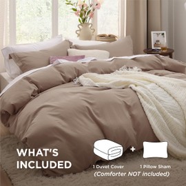 Bedsure Bedsure Duvet Cover Twin/Twin XL Size - 2 Pieces Prewashed Extra Soft Bedding Set, Includes 1 Twin Duvet Cover 68x90 Inches with Zipper Closure & 1 Pillow Sham, Comforter Not Included, Khaki