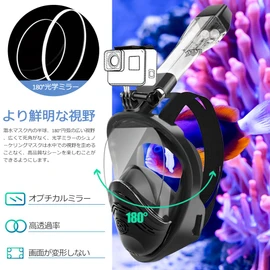 HEARTST Full Face Snorkel Mask, Double Floating Ball Design, Anti-Leak, 180° Ultra Wide Angle Diving Mask, Anti-Fog Design, Freely Breathable, Diving Mask, Snorkeling Mask, Can Be Attached to Sports