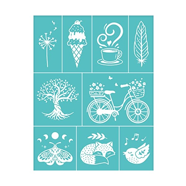OLYCRAFT 2Pcs Self-Adhesive Silk Screen Printing Stencil Ice Cream Tree